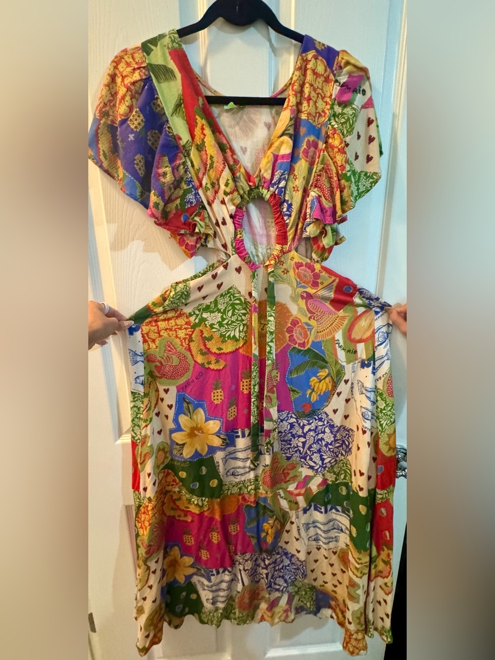 FARM Rio Multicolor Floral Patchwork High-Low Maxi Dress - Picture 6 of 9